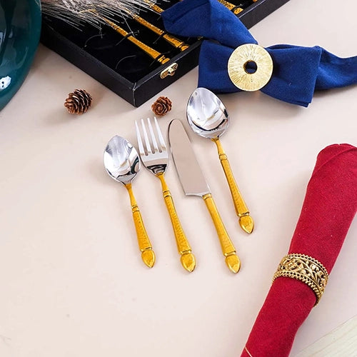 Elegant Gold and Silver Cutlery Set