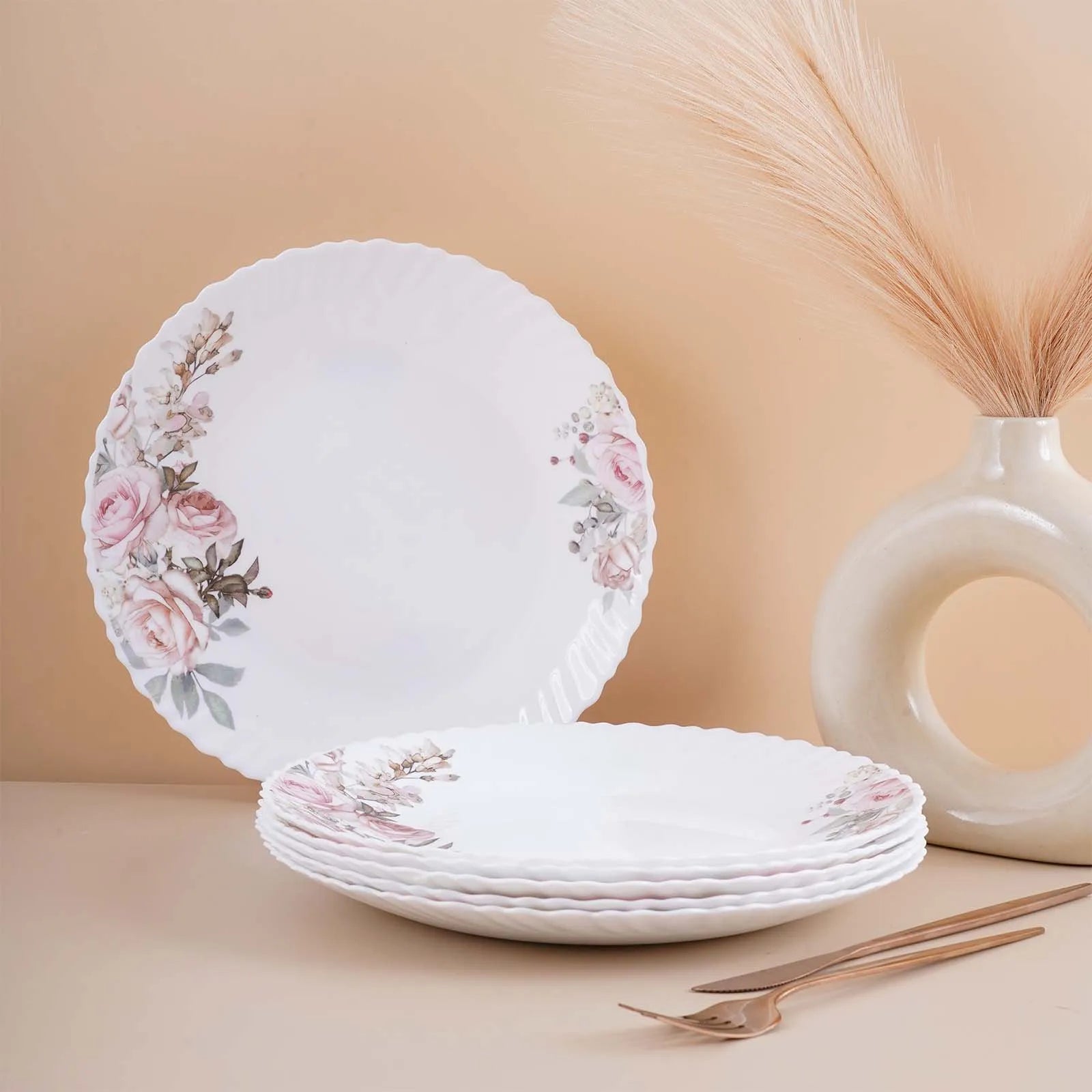 33 Pcs Pink Blossom Opalware Dinner Set
