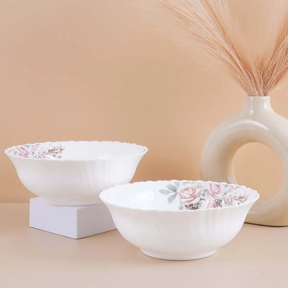 33 Pcs Pink Blossom Opalware Dinner Set