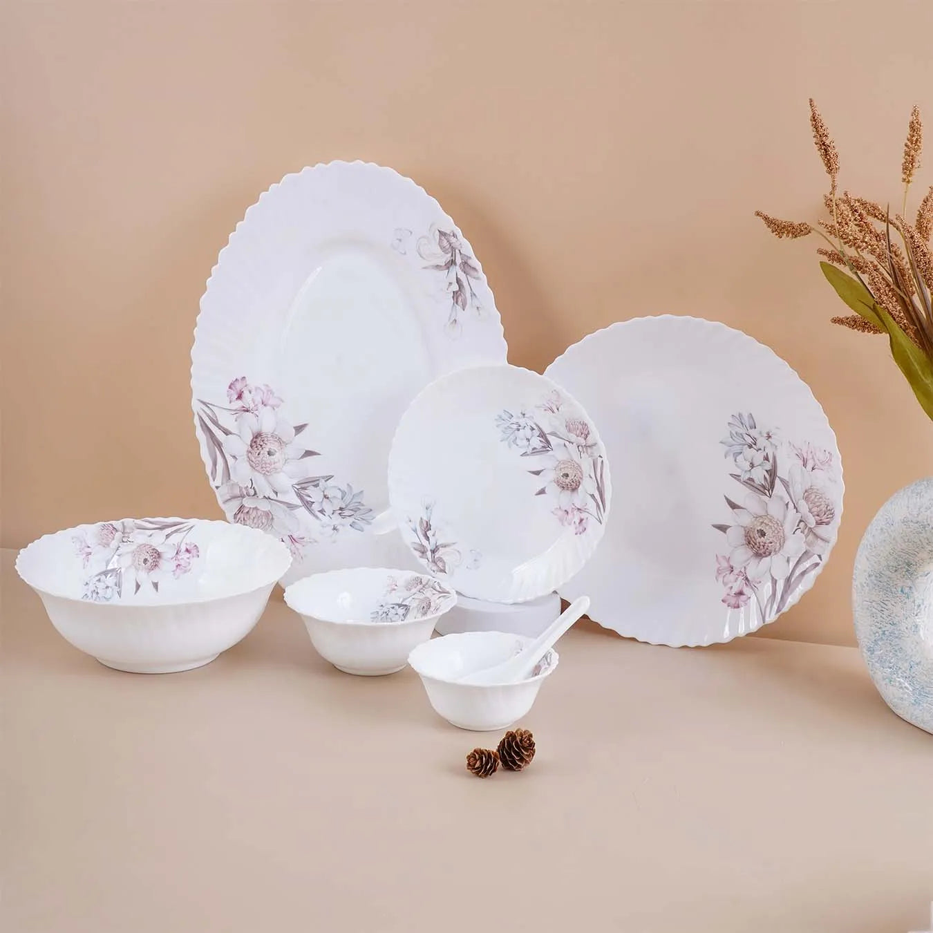 33 Pcs Floral Opalware Dinner Set