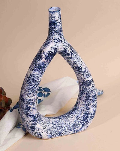 Deep Blue Textured Triangle Vase