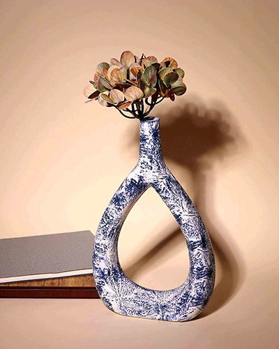 Deep Blue Textured Triangle Vase