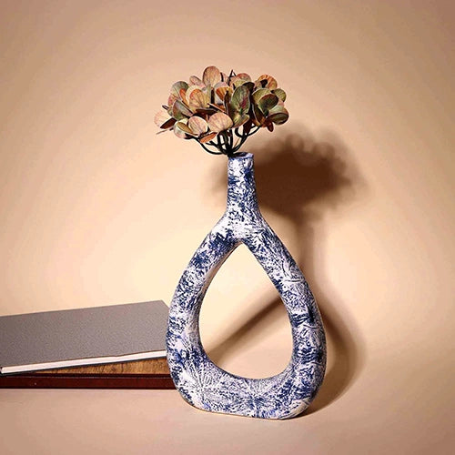 Deep Blue Textured Triangle Vase