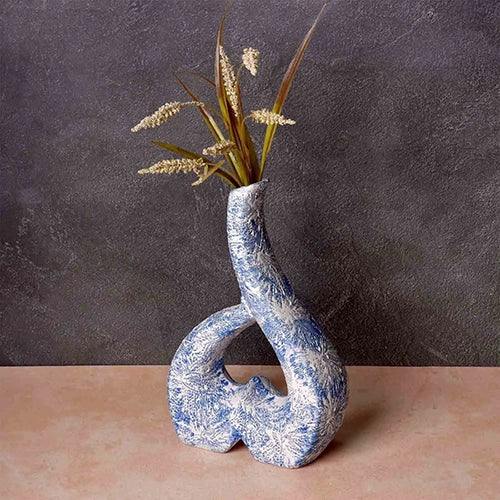 Blue & White Modern Art Vase