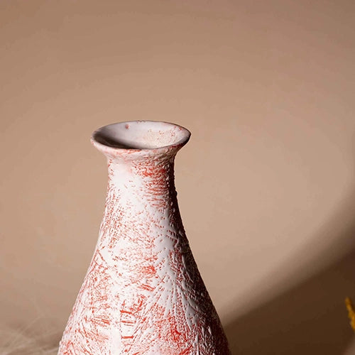 Rustic Red Textured Bottle Vase