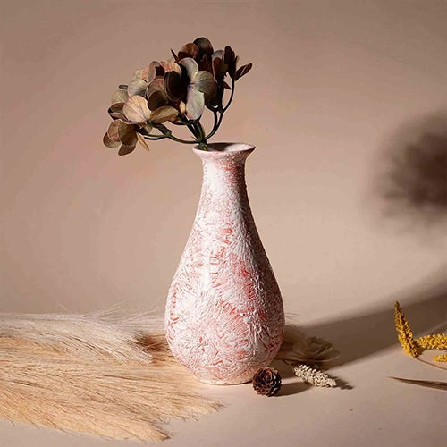 Rustic Red Textured Bottle Vase