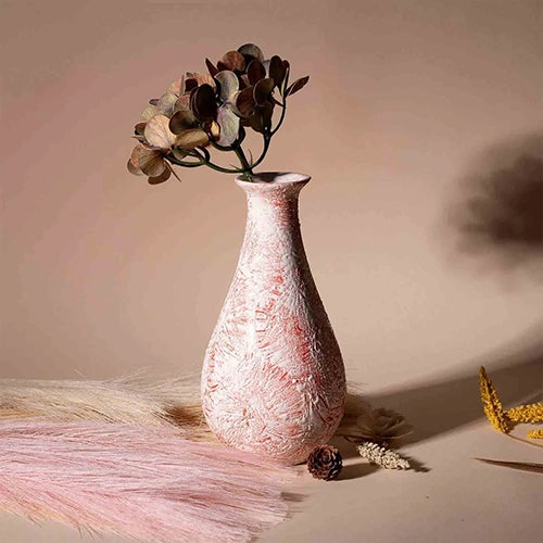 Rustic Red Textured Bottle Vase