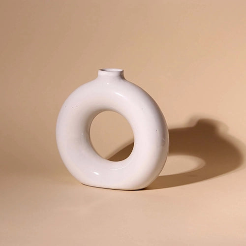 White Donut Ring Vase