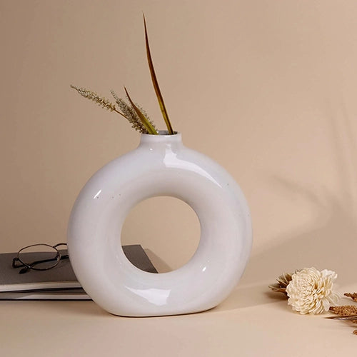 White Donut Ring Vase