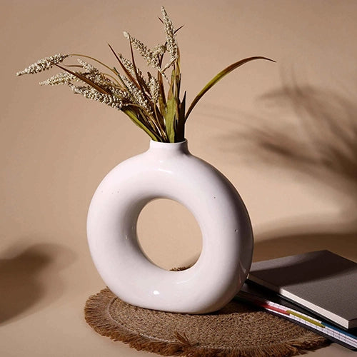 White Donut Ring Vase