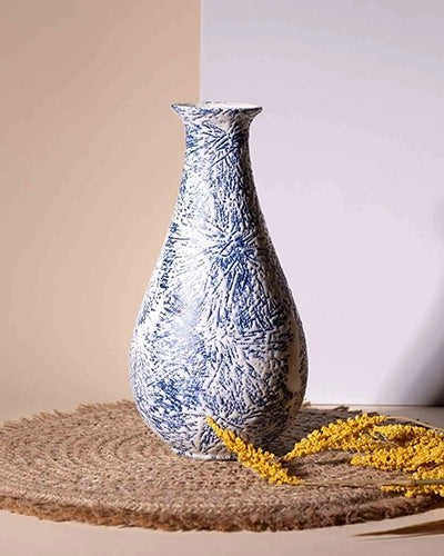 Midnight Blue Textured Bottle Vase
