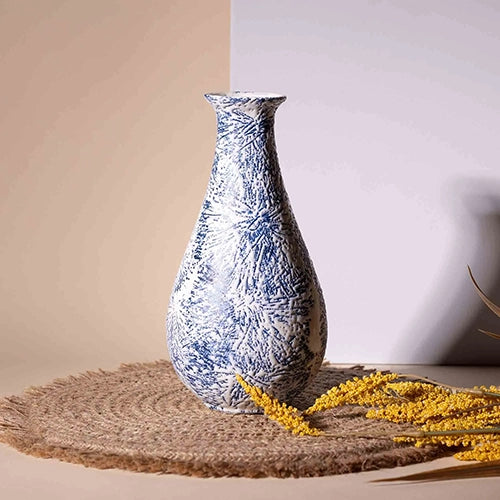 Midnight Blue Textured Bottle Vase