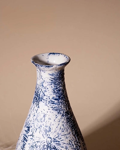 Midnight Blue Textured Bottle Vase