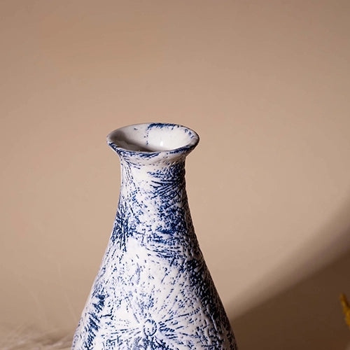 Midnight Blue Textured Bottle Vase
