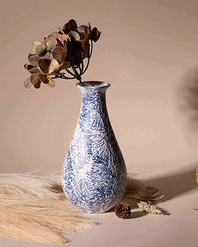 Midnight Blue Textured Bottle Vase