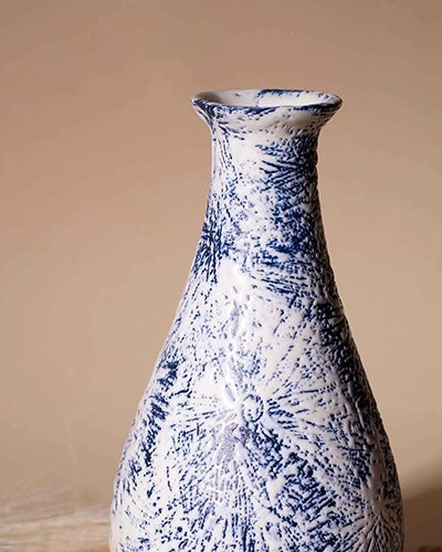 Midnight Blue Textured Bottle Vase