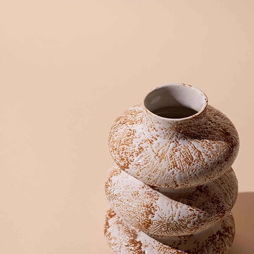 Taupe Tri-Ring Ceramic Vase