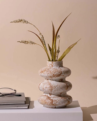 Taupe Tri-Ring Ceramic Vase