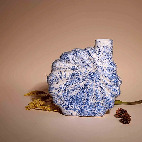 Blue Shell Flower Vase
