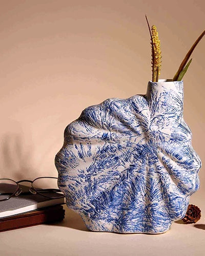 Blue Shell Flower Vase