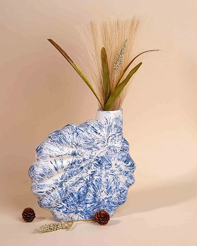 Blue Shell Flower Vase