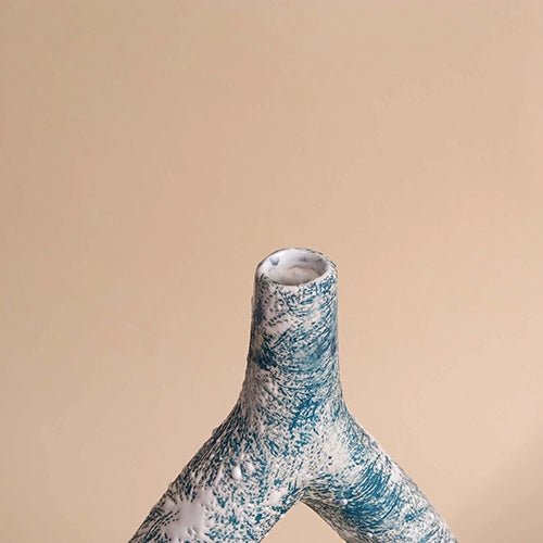 Teal Textured Triangle Vase