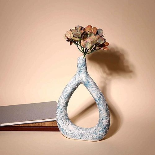 Teal Textured Triangle Vase