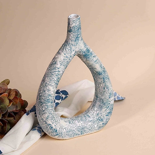 Teal Textured Triangle Vase
