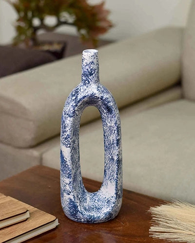 Ceramic Blue Hollow Flower Vase