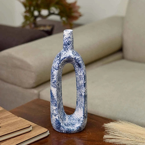 Ceramic Blue Hollow Flower Vase
