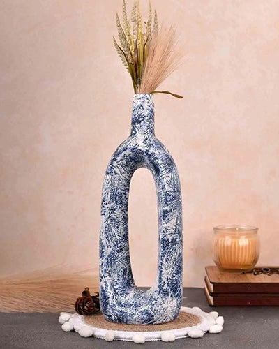 Ceramic Blue Hollow Flower Vase