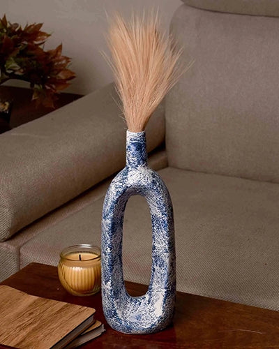 Ceramic Blue Hollow Flower Vase