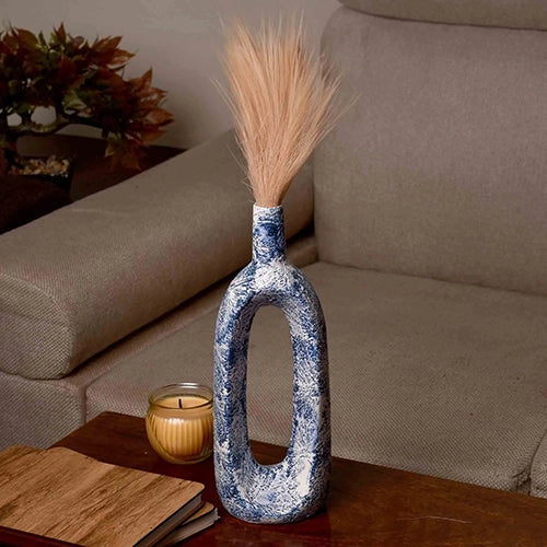 Ceramic Blue Hollow Flower Vase