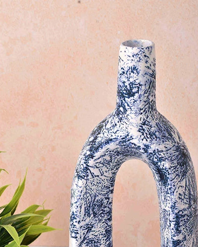 Ceramic Blue Hollow Flower Vase