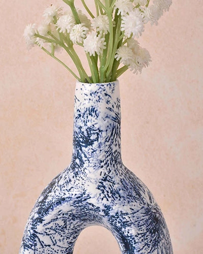 Ceramic Blue Hollow Flower Vase