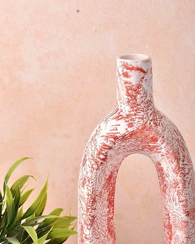 Ceramic Coral Hollow Flower Vase