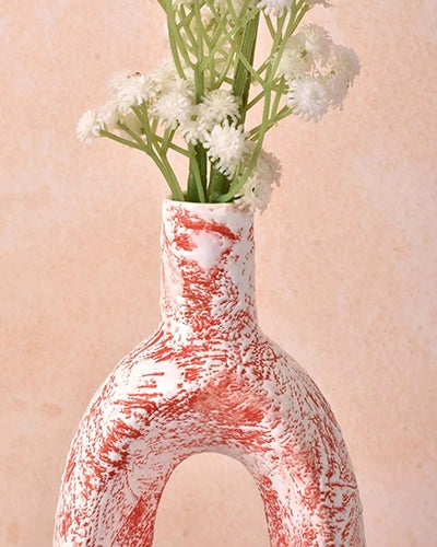 Ceramic Coral Hollow Flower Vase