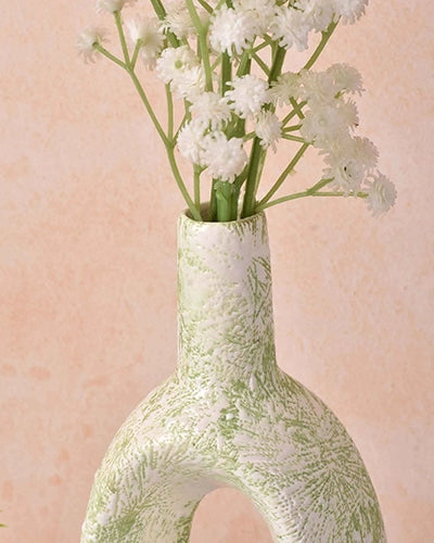 Ceramic Pastel Green Hollow Flower Vase