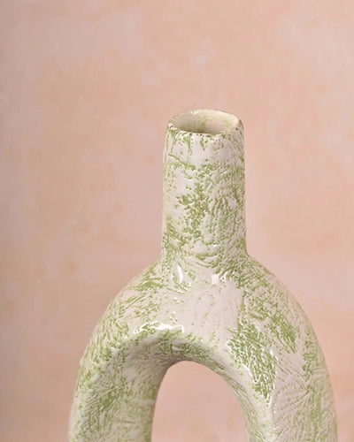Ceramic Pastel Green Hollow Flower Vase