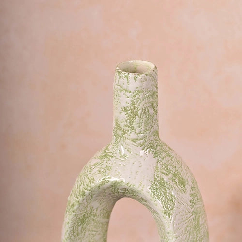 Ceramic Pastel Green Hollow Flower Vase