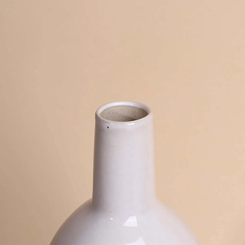 White Glossy Hollow Vase