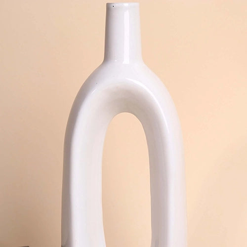White Glossy Hollow Vase