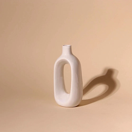 Minimalist White Hollow Vase