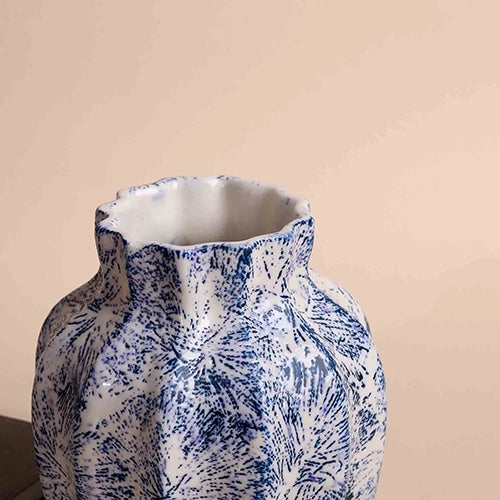 Indigo Scalloped Textured Vase