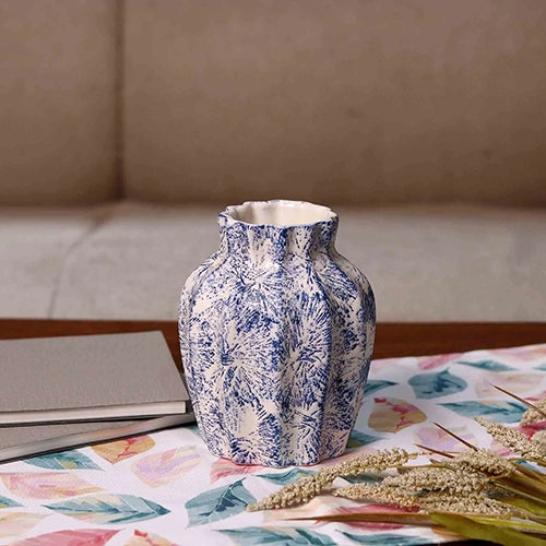 Indigo Scalloped Textured Vase