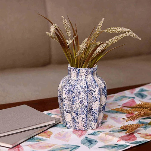 Indigo Scalloped Textured Vase