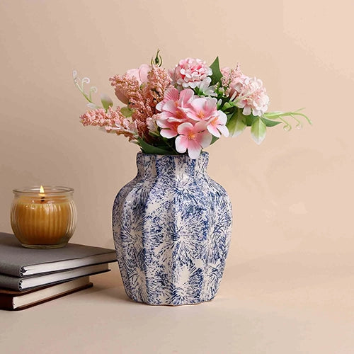 Indigo Scalloped Textured Vase