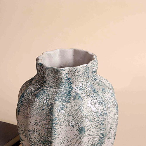 Teal Scalloped Textured Vase