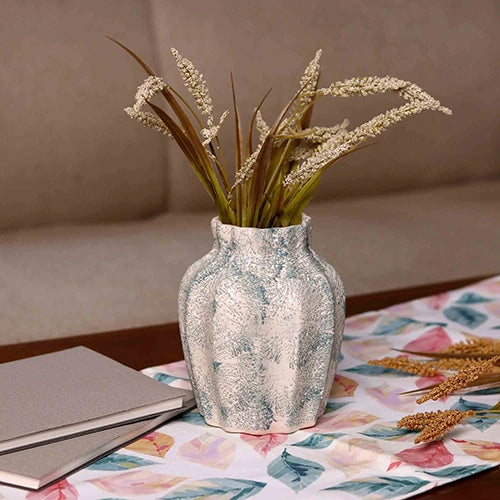 Teal Scalloped Textured Vase