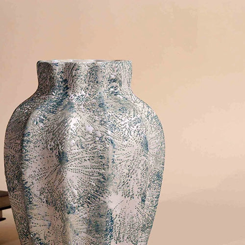 Teal Scalloped Textured Vase